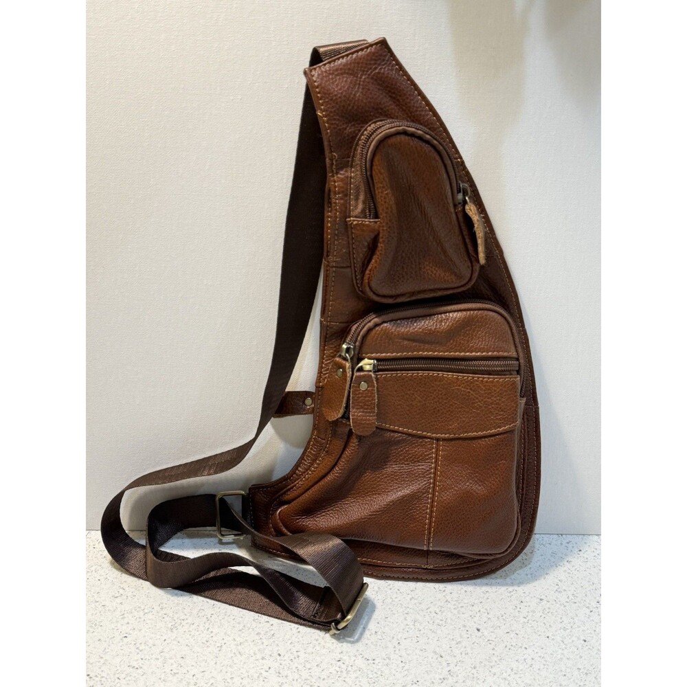 Biker Leather Sling Pack Bag Backpack Satchel American Legend Rider Brown
